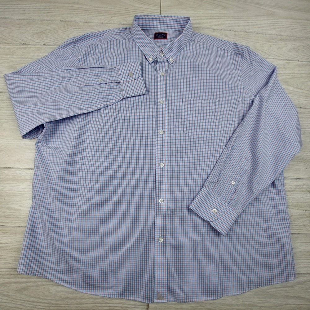 UNTUCKit Button Down Mens XXXLC Blue Orange Check Wrinkle Free Cotton Shirt - Picture 2 of 6